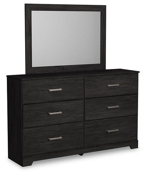 Ashley Furniture Belachime dresser and mirror set with wooden finish and modern design, showcasing the dresser with attached mirror.