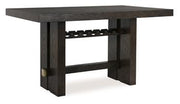 Ashley Furniture Burkhaus dining room set with a wooden table and upholstered chairs in a modern dining area.