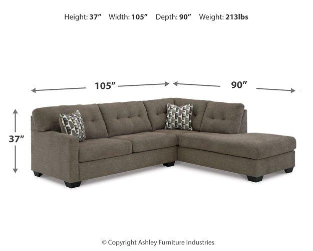 Ashley Furniture Mahoney living room set with sofa, loveseat, and armchair in a modern fabric arrangement.