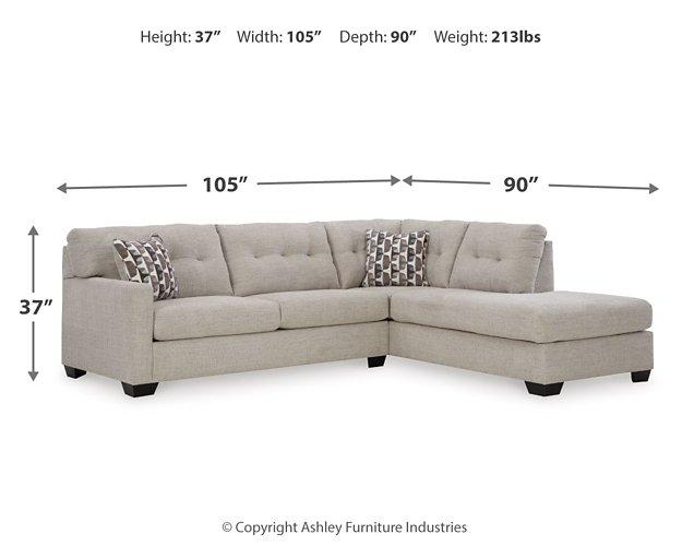 Ashley Furniture Mahoney living room set with sofa, loveseat, and armchair in a modern fabric design.