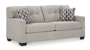 Ashley Furniture Mahoney living room set featuring a sofa, loveseat, and armchair in a modern fabric design.