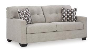 Ashley Furniture Mahoney living room set featuring a sofa, loveseat, and armchair in a modern fabric design.