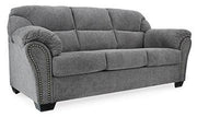 Ashley Furniture Allmaxx sofa with plush cushions and modern design, featuring neutral upholstery and sleek wooden legs.