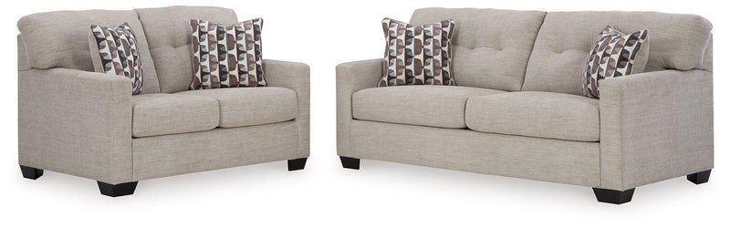 Ashley Furniture Mahoney living room set with sofa and armchairs, showcasing plush upholstery and modern design.