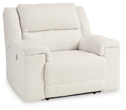 Ashley Furniture Keensburg Oversized Power Recliner with plush cushioning and modern design, shown in a cozy living room setting.