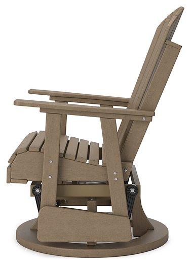 Ashley Furniture Hyland Wave outdoor swivel glider chair for outdoor dining, featuring a comfortable cushioned seat and stylish design.