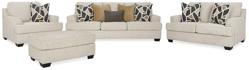 Ashley Furniture Heartcort living room set with a sofa and loveseat featuring neutral upholstery and modern design.