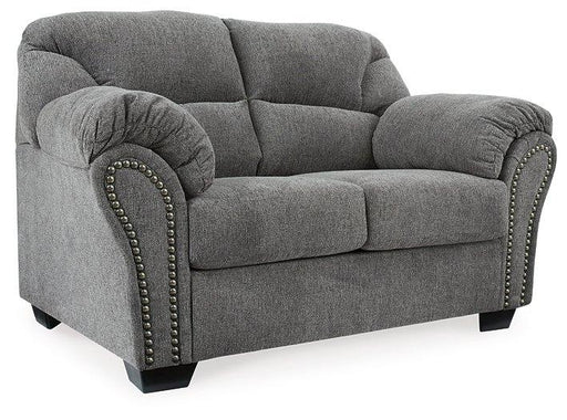 Ashley Furniture Allmaxx Loveseat with plush cushions and modern design, shown in a cozy living room setting.