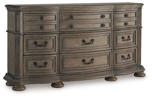 Ashley Furniture Ardenfield Dresser with six drawers and a dark wood finish, showcasing a modern storage solution.