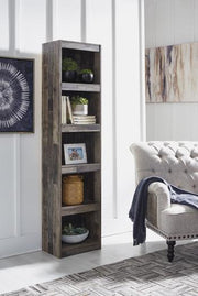 Derekson Pier TV stand by Ashley Furniture featuring a modern design with open shelves and a natural wood finish.