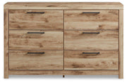 Ashley Hyanna Dresser with multiple drawers and dark wood finish, showcasing modern bedroom furniture design.