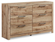 Ashley Hyanna Dresser with six drawers, dark wood finish, sleek modern design, and metal hardware for bedroom storage.
