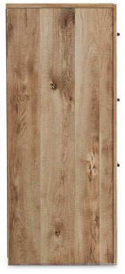 Ashley Furniture Hyanna dresser with multiple drawers and a modern design, shown in a sleek, dark wood finish.