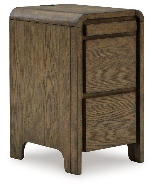 Ashley Furniture Jensworth accent table with a smooth wooden surface and modern design, perfect for living room decor.