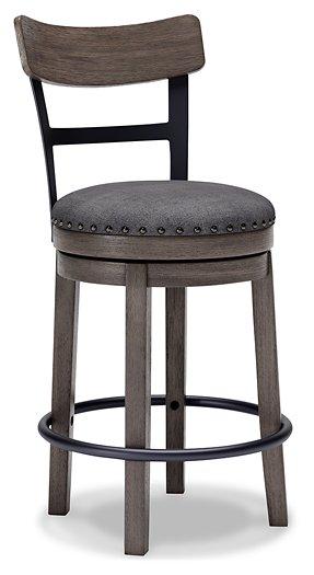 Ashley Furniture Caitbrook counter height bar stool with wooden legs and upholstered seat, ideal for kitchen or bar area.