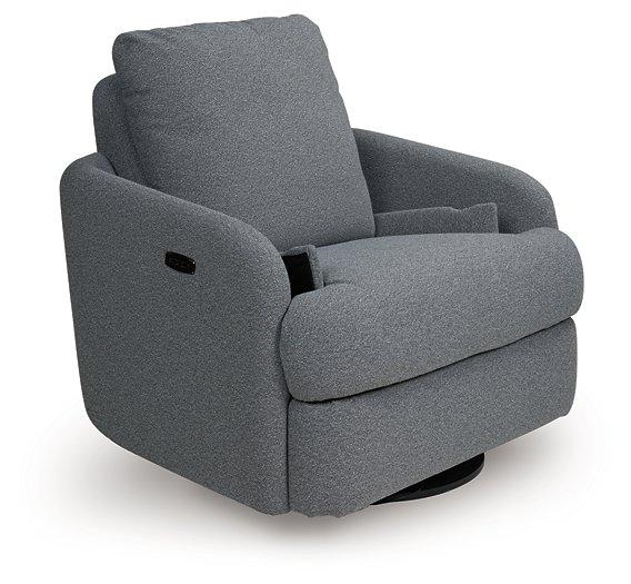 Ashley Furniture Alainmont Next-Gen Nuvella swivel power recliner accent chair with plush upholstery and modern design.