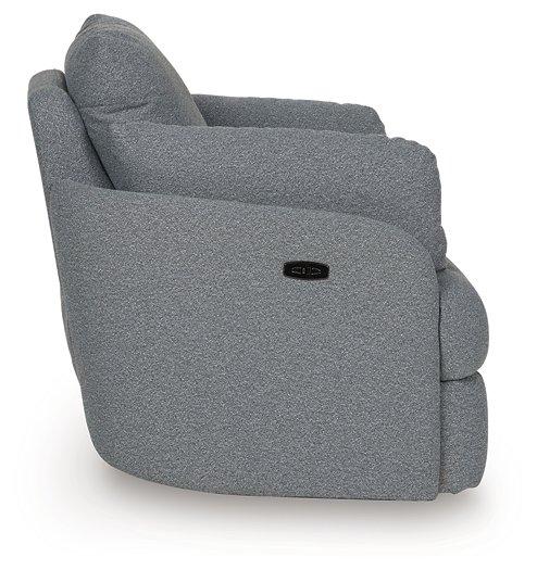 Ashley Furniture Alainmont Next-Gen Nuvella swivel power recliner accent chair with plush cushioning and modern design.
