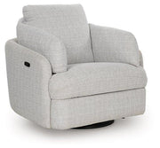 Ashley Furniture Alainmont Next-Gen Nuvella swivel power recliner accent chair with plush upholstery and modern design.