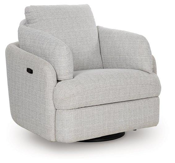 Ashley Furniture Alainmont Next-Gen Nuvella swivel power recliner accent chair with plush upholstery and modern design.