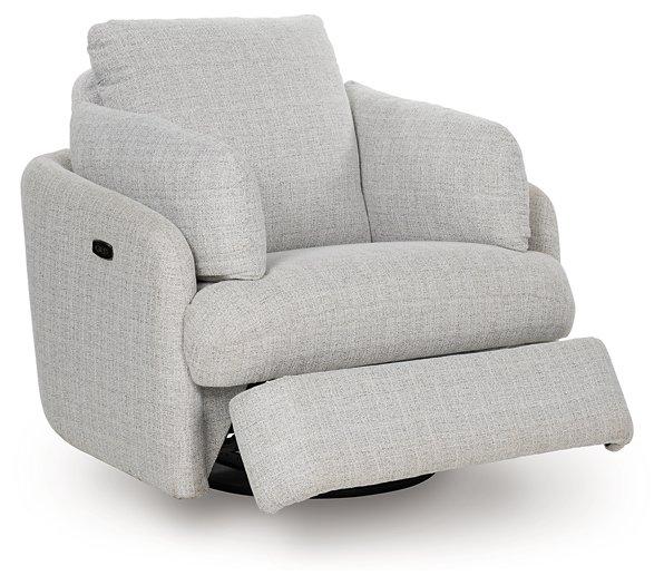 Ashley Furniture Alainmont Next-Gen Nuvella swivel power recliner accent chair with plush upholstery and modern design.