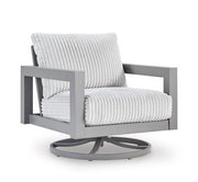 Ashley Furniture Hurley Park outdoor swivel lounge chair with cushion, featuring a stylish design for comfortable outdoor relaxation.