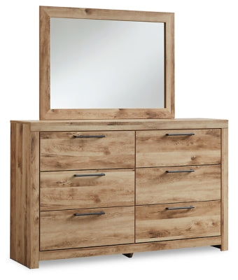 Ashley Furniture Hyanna dresser with matching mirror, featuring a wooden finish, multiple drawers, and elegant design.