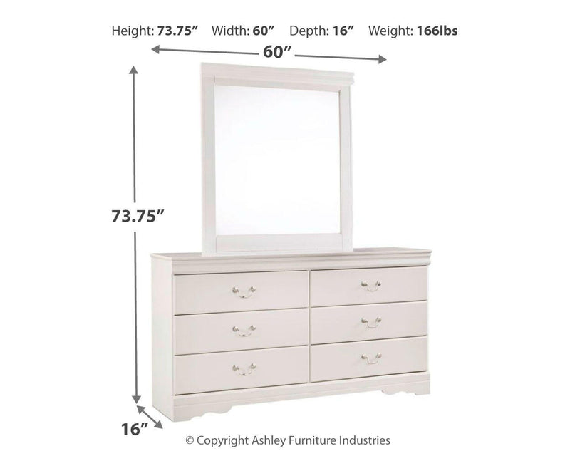 Ashley Furniture Anarasia bedroom set featuring a queen-sized bed with a carved wood headboard and matching nightstands.