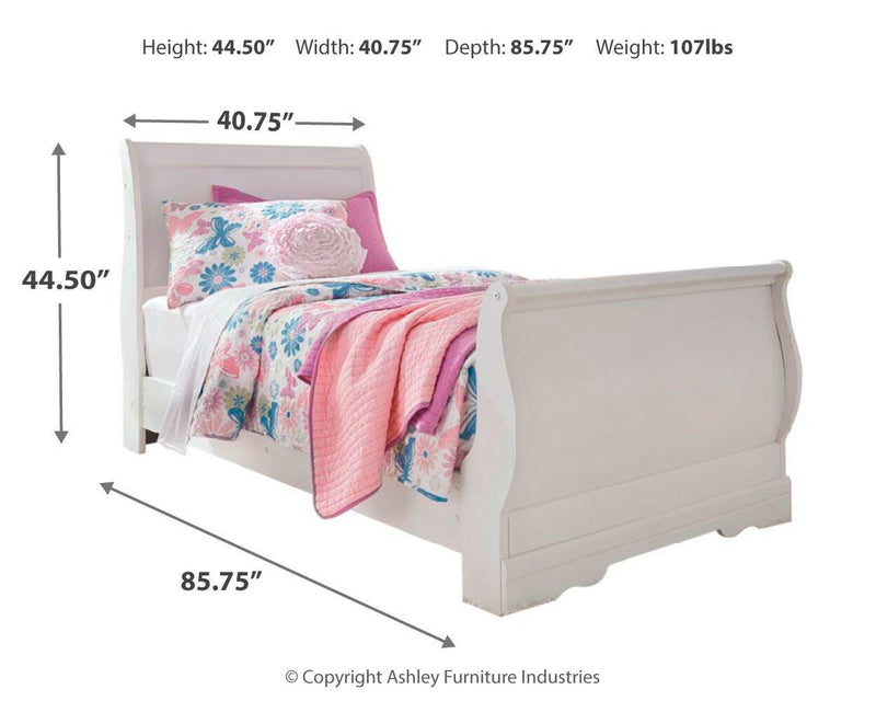 Ashley Furniture Anarasia bedroom set featuring a bed, nightstands, and dresser in a stylish, modern bedroom furniture design.
