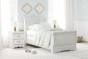 Ashley Furniture Anarasia bedroom set with a stylish bed frame, matching dresser, and nightstands in a modern bedroom scene.