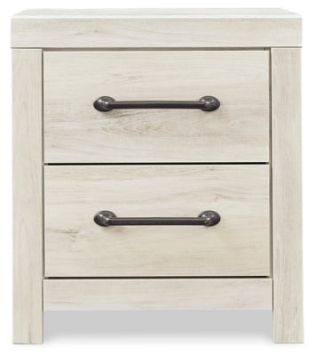 Ashley Furniture Cambeck nightstand with a dark wood finish and sleek modern design, featuring a single drawer and open shelf.