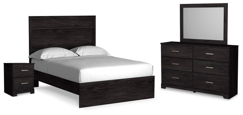 Ashley Furniture Belachime bedroom set with a bedroom image showing coordinated bed, dresser, and nightstands in a stylish design.