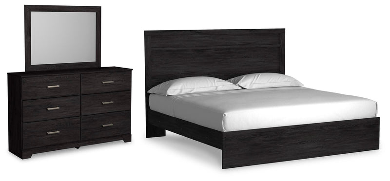 Ashley Furniture Belachime bedroom set including bed frame, nightstands, and dresser in a stylish, modern bedroom design.
