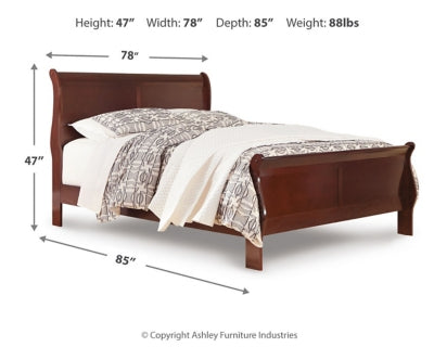 Ashley Furniture Alisdair bed with a dark wood finish, featuring a contemporary design and a sturdy frame.