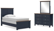 Ashley Furniture Landocken bedroom set with a bed, dresser, and nightstands in a modern bedroom arrangement.