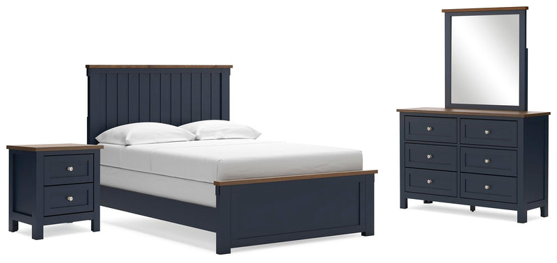 Ashley Furniture Landocken bedroom set with a bed, dresser, and nightstands in a modern bedroom design.