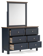 Ashley Furniture Landocken bedroom set with a bed, nightstands, and dresser in a modern bedroom arrangement.