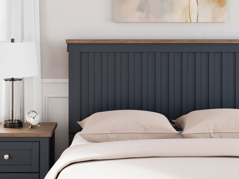 Ashley Furniture Landocken bedroom set featuring a bed frame, dresser, and nightstands in a modern bedroom design.