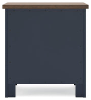 Ashley Furniture Landocken bedroom set with a bed, nightstands, and dresser in a modern bedroom layout.