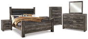 Ashley Furniture Wynnlow bedroom set including a bed frame, nightstands, and dresser with a modern design and neutral finish.