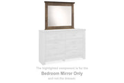 Ashley Furniture Trinell bedroom mirror with a sleek rectangular design and a dark wood finish.