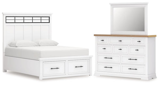 Ashley Furniture Ashbryn bedroom set with a bed, nightstands, and dresser in a modern design, shown in a well-lit bedroom setting.