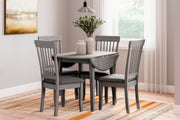 Ashley Furniture Shullden dining room set with a wooden table and matching chairs, ideal for family meals and gatherings.