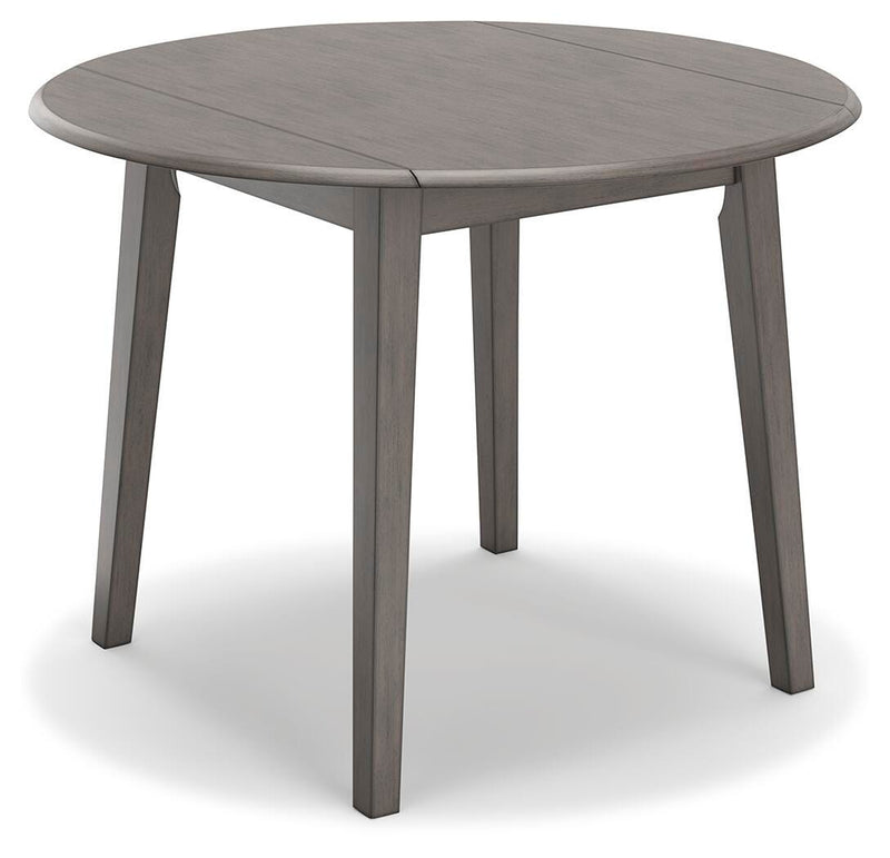 Ashley Furniture Shullden dining room set with a rectangular table and six upholstered chairs, shown from an angled perspective.