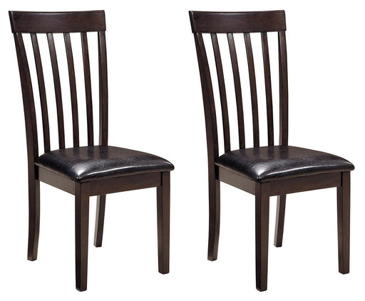 Ashley Furniture Hammis Dining Chair Set featuring four upholstered chairs with dark wooden legs and modern design.