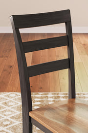 Ashley Furniture Gesthaven dining room set with a wooden table and matching chairs, detailed view of the elegant dining furniture.
