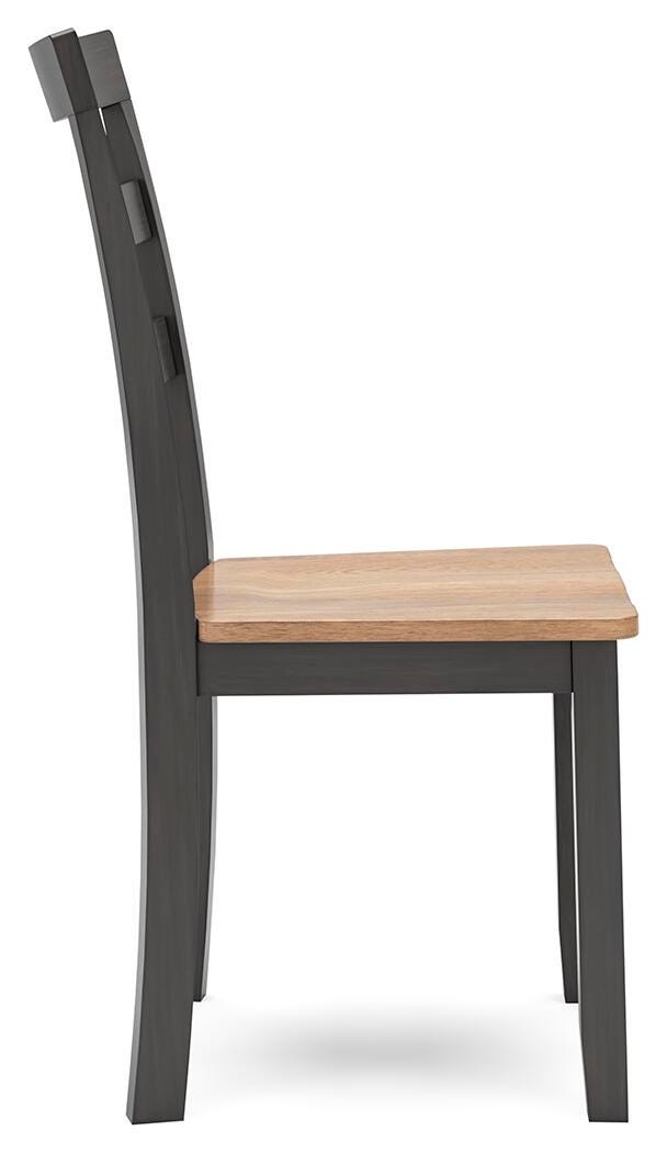 Ashley Furniture Gesthaven dining room set with wooden table and six matching chairs in elegant dark finish.