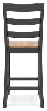 Ashley Furniture Gesthaven dining room set with a wooden table and matching chairs, shown from the back in a stylish dining room scene.