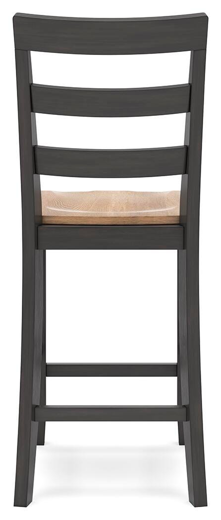 Ashley Furniture Gesthaven dining room set with a wooden table and matching chairs, shown from the back in a stylish dining room scene.
