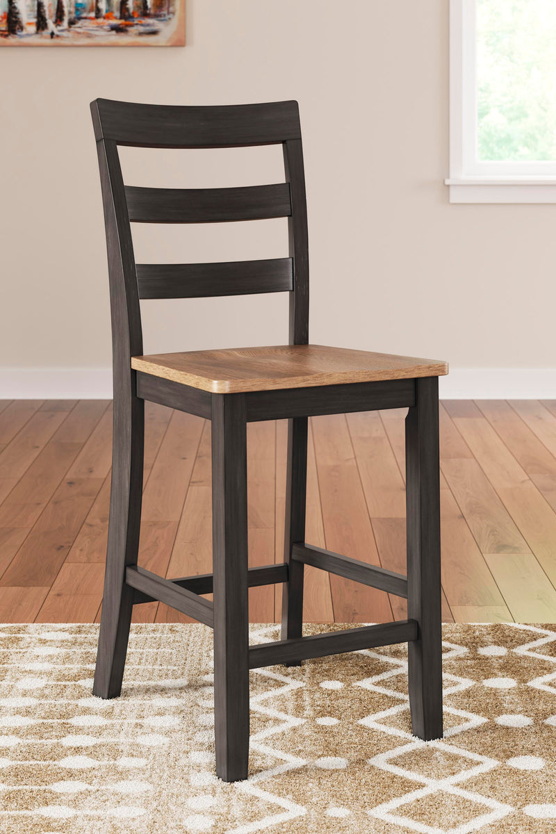 Ashley Furniture Gesthaven dining room set with a wooden table and six upholstered chairs in a classic, elegant design.