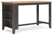 Ashley Furniture Gesthaven dining room set with a wooden table and matching chairs, shown from an angled side view.